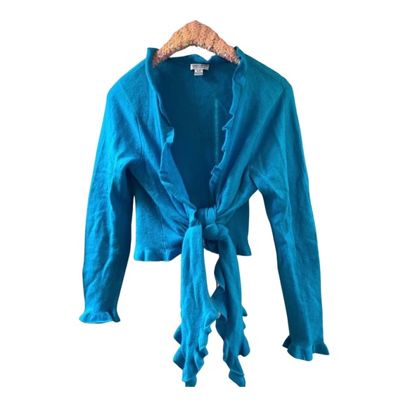 Investments Sweaters - Investments cashmere turquoise open front sweater